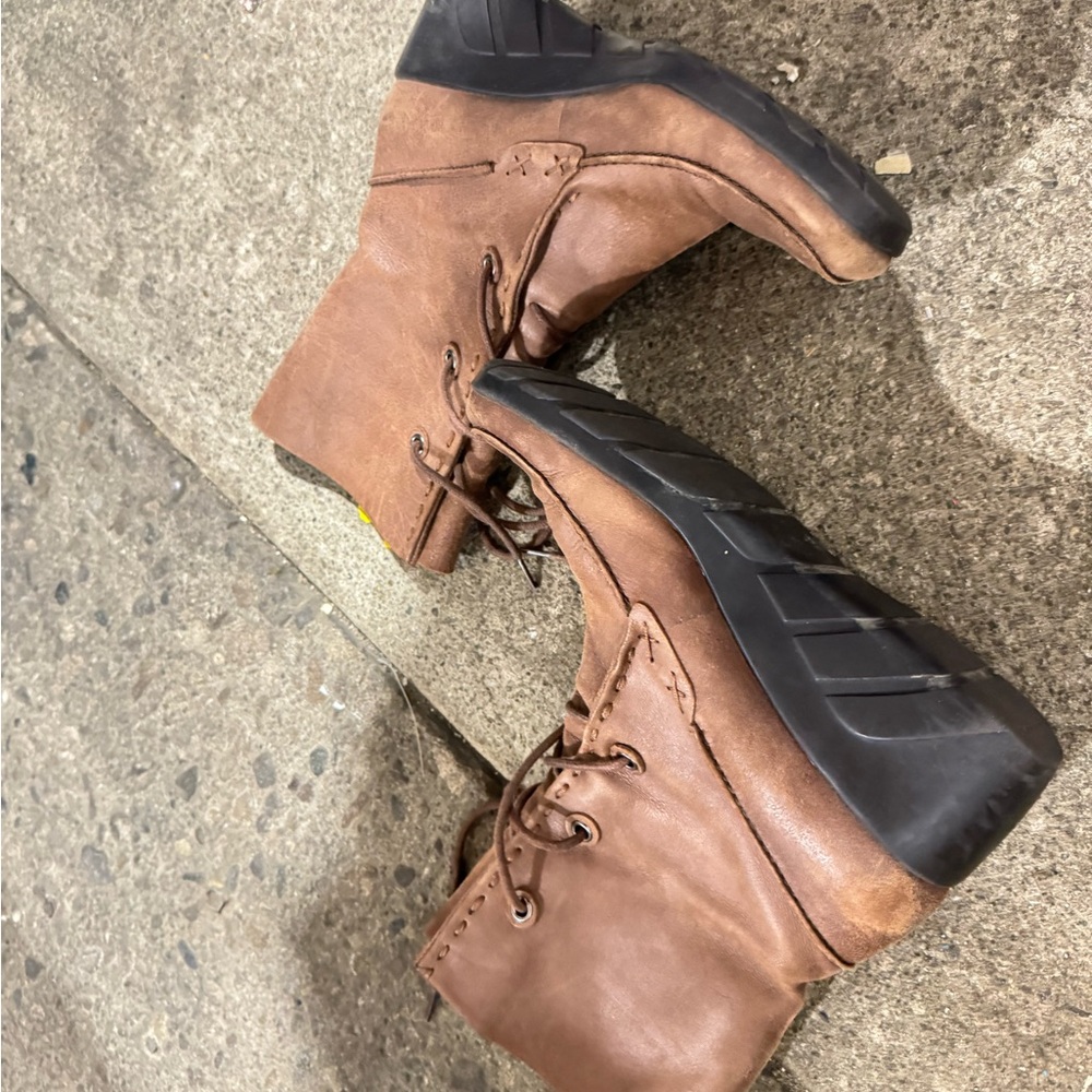 Women's Brown Lace-Up Ankle Boots